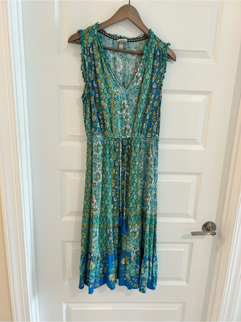 Knox Rose Floral Dress Blue Green Size M